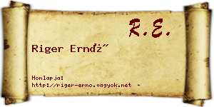 Riger Ernő névjegykártya